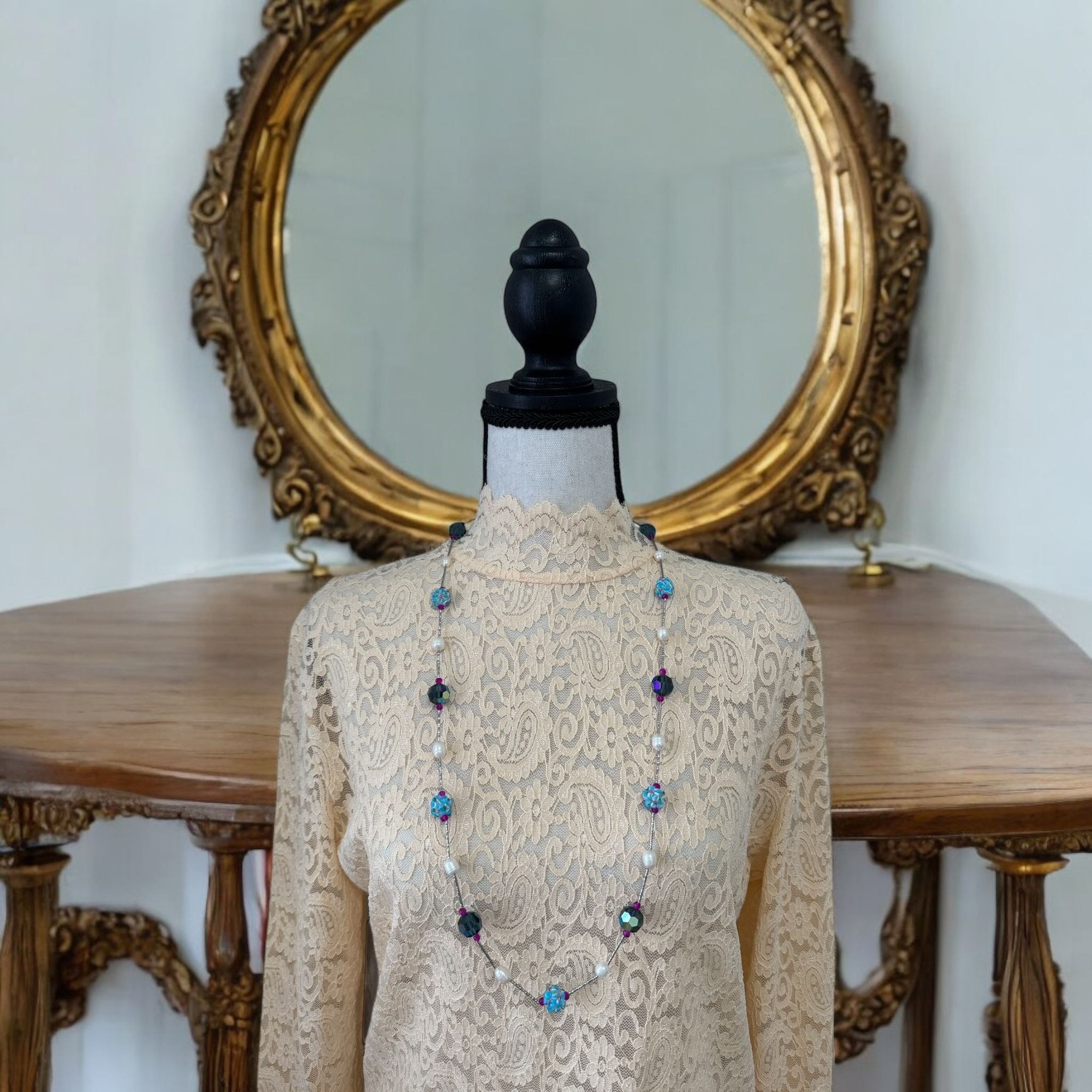 Fresh Water Pearl Swarovski Beads Japanese Carved Glass Bead