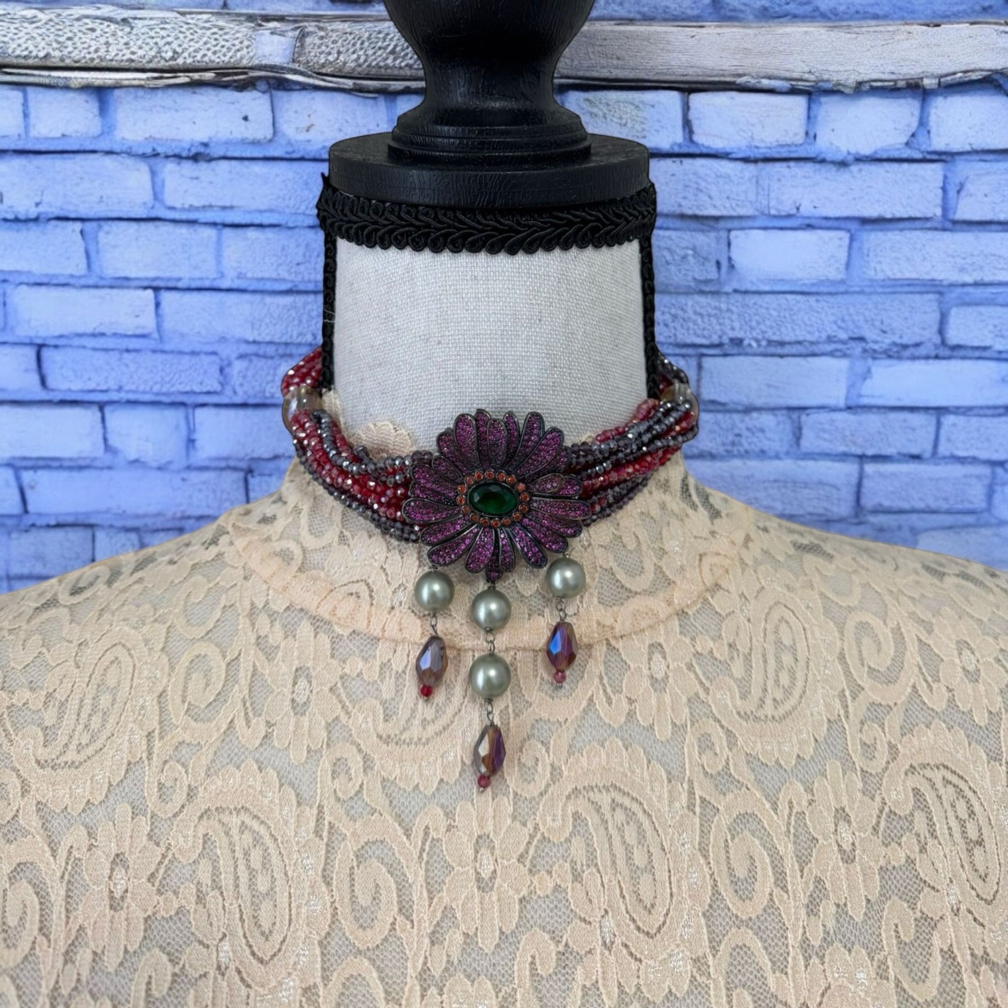 Crystal Chocker with Zircon Pendant