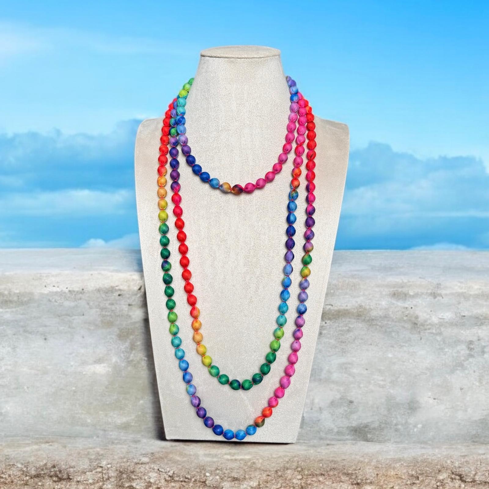 Silk Textile Tie & Dye Extra Long Necklace