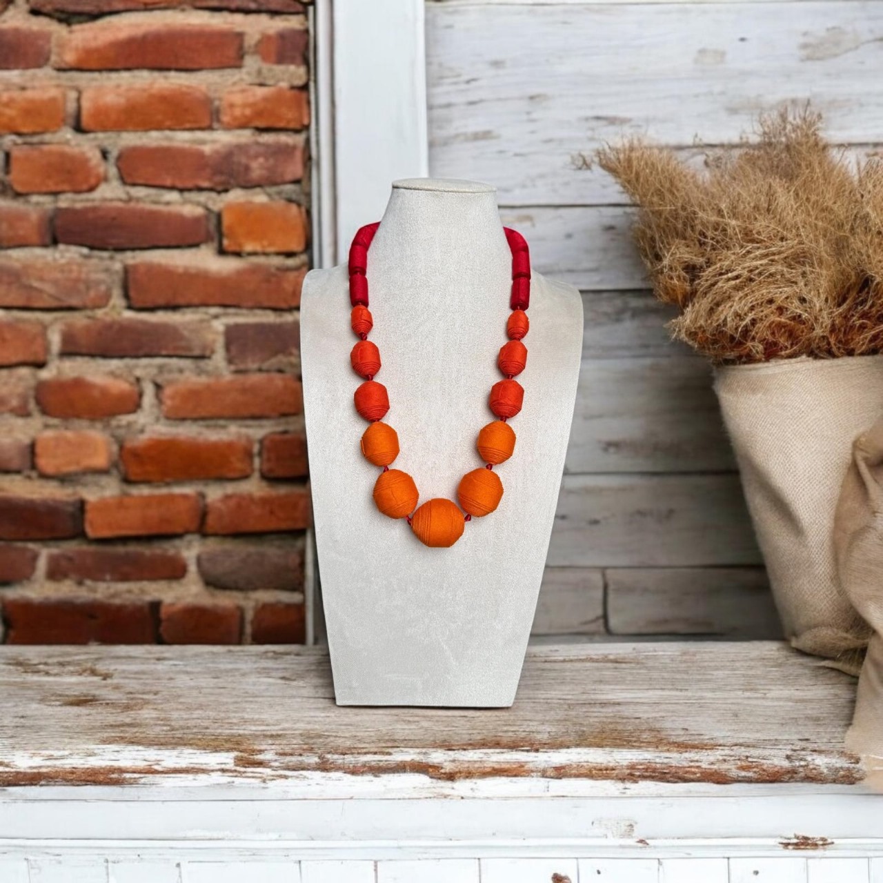 Silk Textile Role Ribbon Necklace