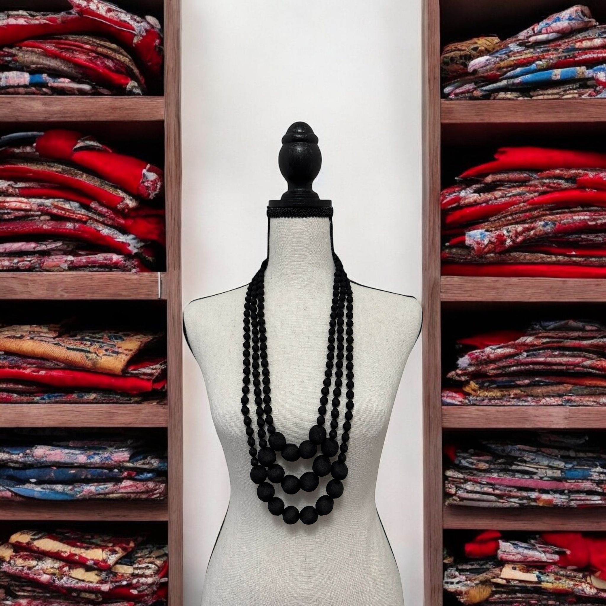 Silk Textile 3 Layer Necklace